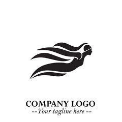 Woman Swimming Logo Symbol in Clean Minimal Vector Illustration on White Background