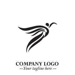 Woman Swimming Logo Symbol in Clean Minimal Vector Illustration on White Background