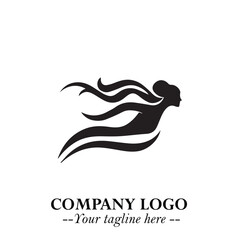 Woman Swimming Logo Symbol in Clean Minimal Vector Illustration on White Background