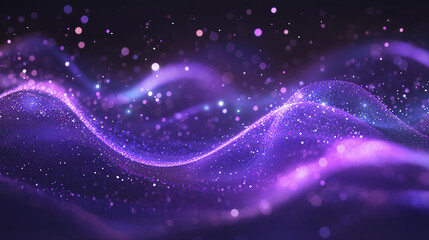 Obraz premium Abstract futuristic waves in deep purple hues with glowing particles