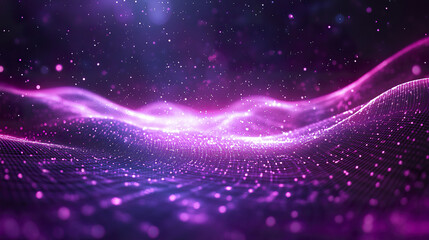 Glowing purple metaverse background with neon effects and abstract waves