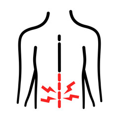 Back pain or a muscle ache. occurs in the lower back region, below the ribs, and can be caused by muscle strains, arthritis, or disk injuries.