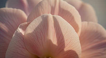 Close up of delicate pastel flower petals in soft sunlight texture details