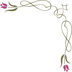 Vintage art nouveau tulip floral corner frame