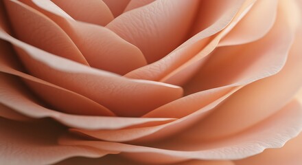 Close up of delicate peach rose petals showing texture and form