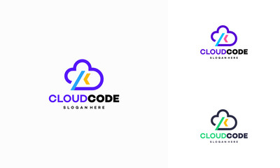 Cloud code logo designs concept vector, Cloud Coding symbol