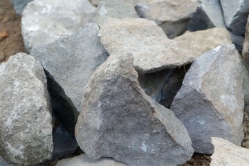 Pile of Rough Grey Natural Building and Landscaping Stones