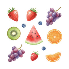 watercolor fresh fruits bundle collections
