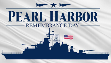 Pearl Harbor Remembrance Day Navy Ship Silhouette.