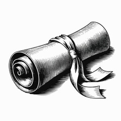 Vintage Halftone Rolled Parchment Scroll Illustration