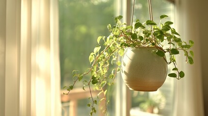 Decorative Indoor Plant in Ceramic Hanging Pot