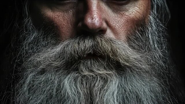 Man with long beard close-up
