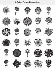 Set of Flower Design Icons Floral Ornaments and Blossoms