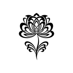 Elegant Black and White Ornamental Flower Illustration © Mithu