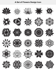 Set of Flowers Design Icons Floral and Geometric Patterns