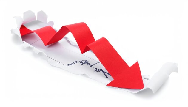 Red arrow showing a downward trend, symbolizing a decrease or decline