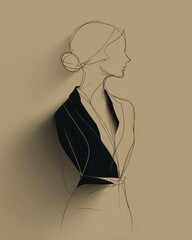Minimalist Line Art of a Woman in Profile with Elegant Design
