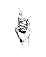 Elegant Hand Gesture with Finger Pointing Upward in Minimalist Style