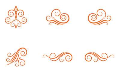 Floral swirl ornament elements set