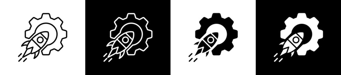 Release  icon variations in line and glyph style on black and white background