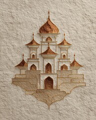 Intricate Abstract Illustration of a Majestic Castle on Texture Background