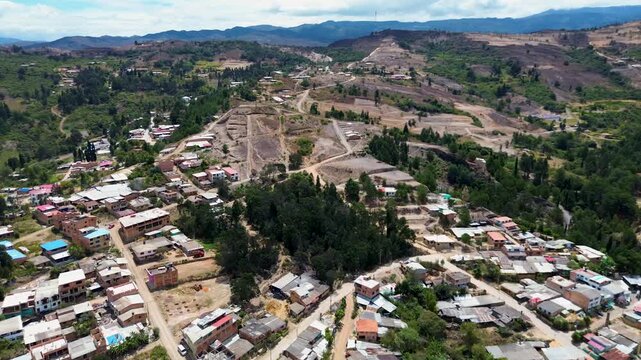 Drone Flyover of Raquira Rural Area. High quality 4k footage