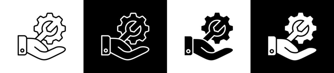 Services  icon variations in line and glyph style on black and white background