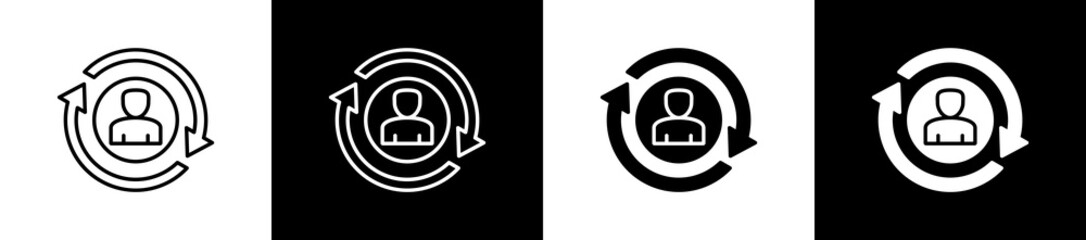 Interactivity  icon variations in line and glyph style on black and white background