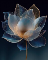 Ethereal Floral Design with Intricate Line Patterns and Soft Glow