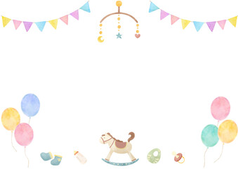 水彩風ベビー用品フレームイラスト