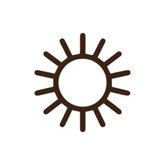 Stylized Brown Sun Icon Representing Daylight Warmth and Positive Energy