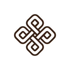 Fototapeta premium Elegant brown interconnected knot symbol on a clean white background a classic interwoven design