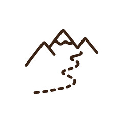 Fototapeta premium Nature journey symbol depicting a scenic mountain landscape with a walking route