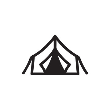 A sleek black tent icon for outdoor adventures camping and wilderness escapes