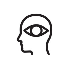 Human head profile with an abstract eye symbolizing inner vision or thought process