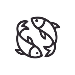 Pisces zodiac sign symbol with two minimalist fish forming a balanced artistic circle