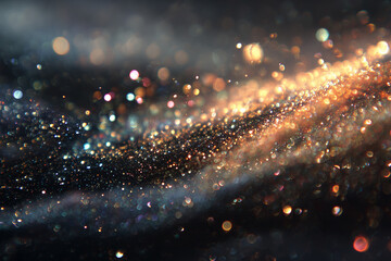 Warm Golden Bokeh Lights Drifting with Magical Sparkle on Dark Background