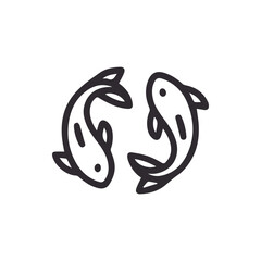 Elegant Pair of Stylized Fish Intertwined Icon Illustrating Harmony and Balance