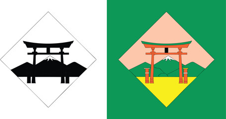 Iconic Japanese Torii gate and Mount Fuji silhouette creating a serene and spiritual travel destination vibe