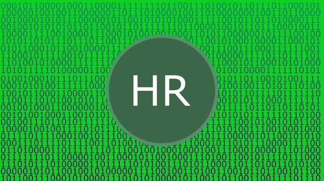 Pink Digital Circle with HR Text Against a Binary Code Pattern human resources personnel 4k..