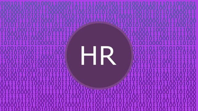 Pink Digital Circle with HR Text Against a Binary Code Pattern human resources personnel 4k..