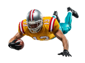 Touchdown Catch: Football Player Extending for the Ball