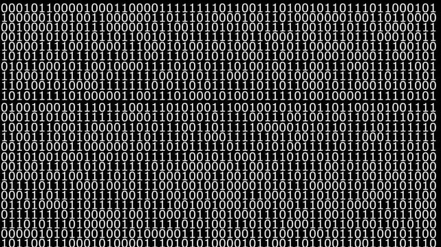Binary Code Digital Data Background, A pattern of binary code in blue on a black background, representing digital data
