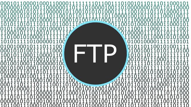 FTP File Transfer Protocol Digital Technology Concept with Binary Code Background