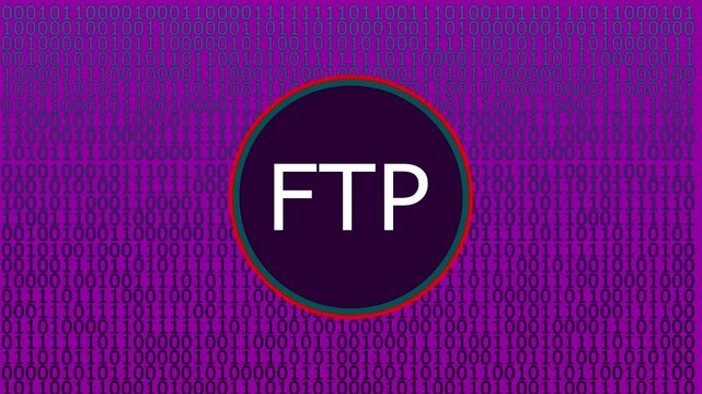 FTP File Transfer Protocol Digital Technology Concept with Binary Code Background