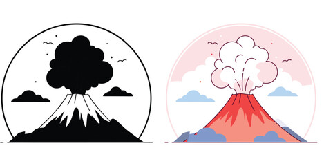 Dynamic volcano erupting with smoke and ash creating a powerful natural spectacle for educational or design projects