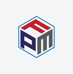 fpm logo design vector, fpm letter mark logo design, word mark fpm logo design, box logo fpm, unique and creative text