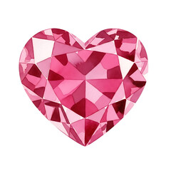 Elegant Pink Tourmaline Heart Illustration, Isolated on White Background, Clipart Art, High-Quality Design