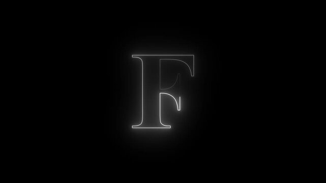 Animated Neon Alphabet F Letter Glowing Text Icon Animation Neon Light Effect Motion Graphic Bright Neon Typography Futuristic Neon Sign Shining Alphabet Animation for Stock Footage Upload