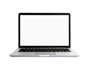 Laptop mockup with blank screen for website and app presentation on transparent background